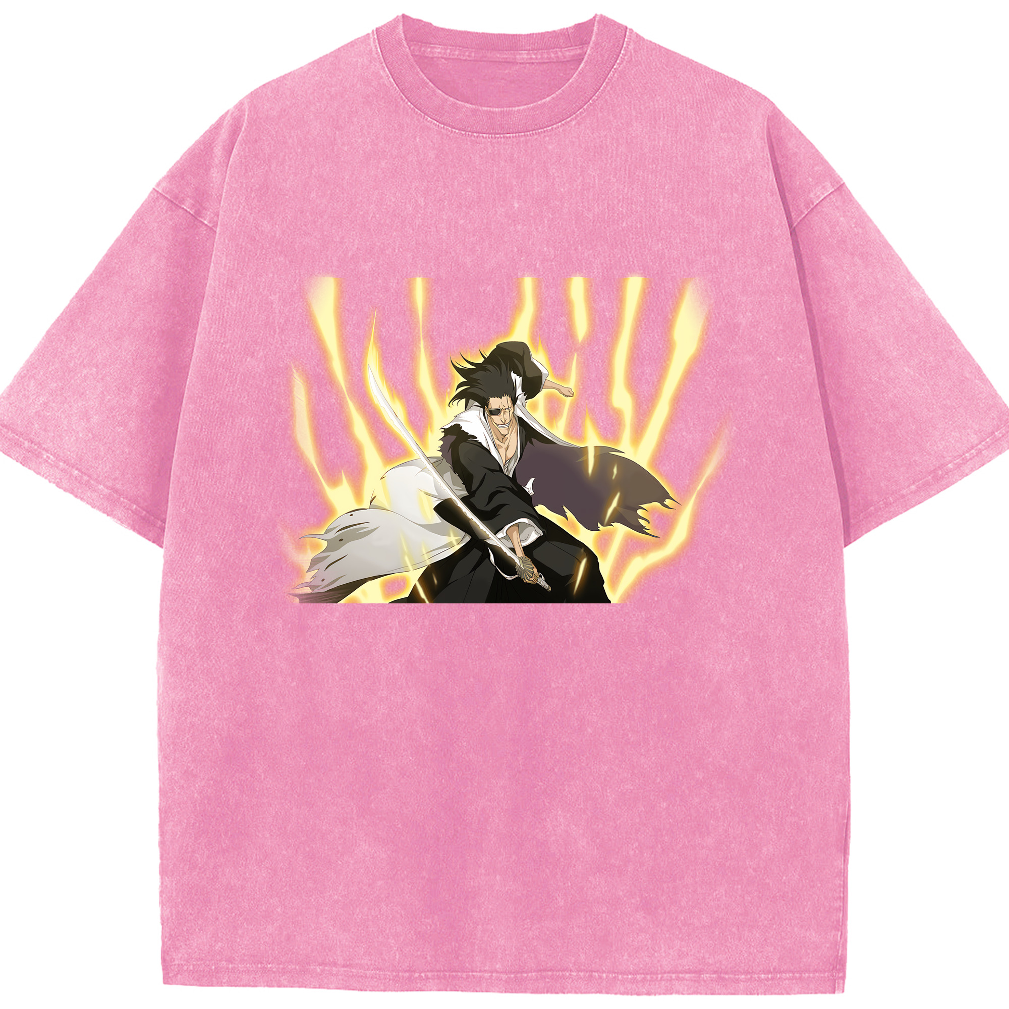 （画像用） ブリーチ ざらき けんぱち BLEACH Zaraki Kenpachi 綿100% ヴィンテージ風 半袖Tシャツ（フロントプリント）